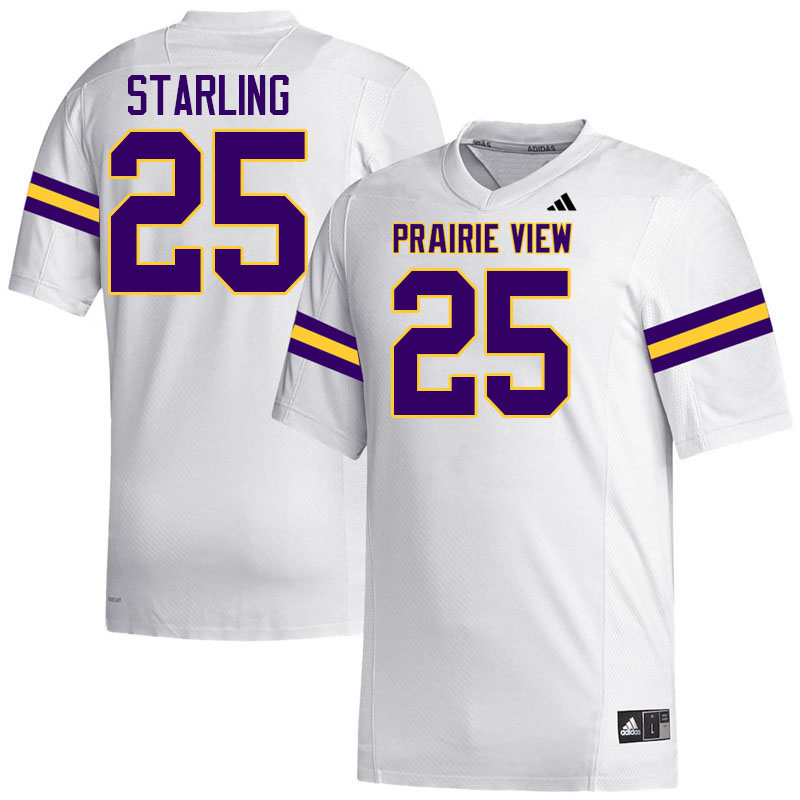 Prairie View A&M Panthers #25 Darrell Starling College Football Jerseys,Uniforms Stitched-White